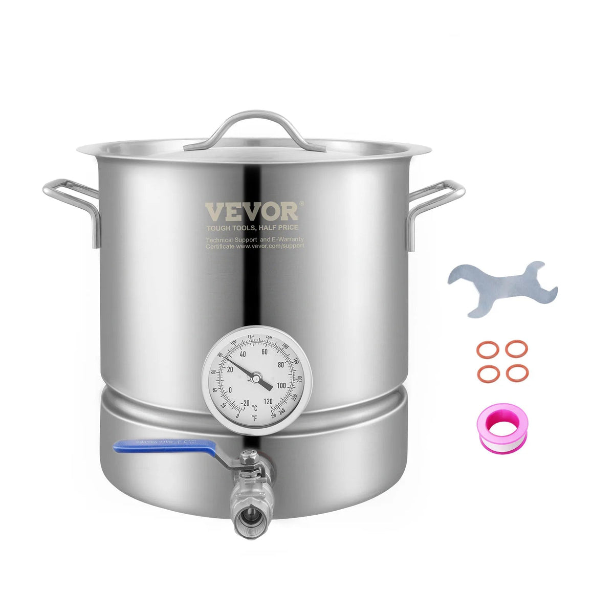 SucceBuy Stainless Steel Kettle 5 GALLON Brewing Pot Tri Ply Bottom for Beer Brew Kettle Pot Home Brewing Supplies Includes Lid - AMOCARTSucceBuy Stainless Steel Kettle 5 GALLON Brewing Pot Tri Ply Bottom for Beer Brew Kettle Pot Home Brewing Supplies Includes Lid