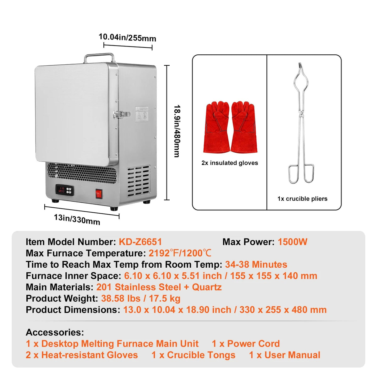 SucceBuy Tabletop Kiln Melter 2192℉ Max Temperature Stainless Steel Gold Melting Furnace for Metal Tempering Glazing on Pottery - AMOCARTSucceBuy Tabletop Kiln Melter 2192℉ Max Temperature Stainless Steel Gold Melting Furnace for Metal Tempering Glazing on Pottery