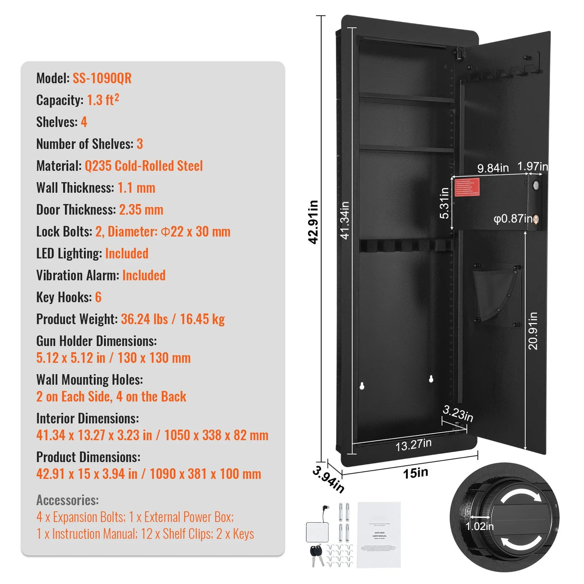 SucceBuy Tall Wall Safe 3/4Tier Hidden Wall Safe with Keypad Q235 Cold-Rolled Steel In Wall Safe for Money Jewelry Passport Home - AMOCARTSucceBuy Tall Wall Safe 3/4Tier Hidden Wall Safe with Keypad Q235 Cold-Rolled Steel In Wall Safe for Money Jewelry Passport Home
