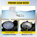 Amocart Swimming Pool Pump 110V/220V 5544GPH Powerful Self-priming for In/Above Ground Pool Water Circulation Strainer Basket