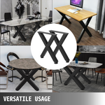 SucceBuy 2PCSMetal Table Legs Steel 2204LBS/1000KG Load  X-Shape with Pre-Drilled Holes for Home Use Commercial Bar Hotel Office