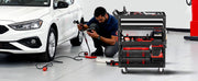 Bild in Galerie-Viewer laden, Amocart 5-Tier Tool Chest 2-Drawer Rolling Tool Work Cart with Locking &amp; Pegboard Tools Storage Organizer for Garage Warehouse
