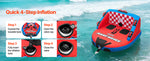 SucceBuy Towable Tubes for Boating 2/3/4-Rider 340/510/680 lbs Water Sports Boating Tubes-with Full Nylon Cover Dual Tow Points