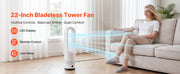 Charger l'image dans la visionneuse de galerie, Amocart Bladeless Tower Fan 65°/80° Oscillating Standing Fan 8/12 Speeds &amp; 8/9-Hour Timer 14.76/15.42 ft High Velocity for Home
