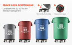 SucceBuy 1/2 Packs Trash Can Dolly Round Roller Base with 4 Lockable Wheels Rolling Barrel Cart Fit 20/32/44/55 Gal Containers