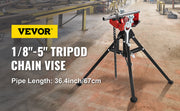 Charger l'image dans la visionneuse de galerie, Amocart Steel Tripod Pipe Chain Vise 1/8-5in Capacity Foldable Legs Tri-Stand Bench Vice for Fixing Support Bending Metal Pipes
