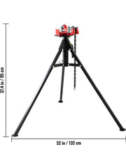 Charger l'image dans la visionneuse de galerie, Amocart Steel Tripod Pipe Chain Vise 1/8-5in Capacity Foldable Legs Tri-Stand Bench Vice for Fixing Support Bending Metal Pipes

