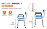 Amocart Swivel Shower Chair 360 Degree Adjustable with Armrest and Backrest for Shower or Bathtub Non-Slip for Elderly Disabled