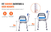 Bild in Galerie-Viewer laden, Amocart Swivel Shower Chair 360 Degree Adjustable with Armrest and Backrest for Shower or Bathtub Non-Slip for Elderly Disabled
