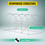 Amocart Walk-in Tunnel Greenhouse Galvanized Frame & Waterproof Cover 15x7x7/10x7x7/20x10x7/12x7x7 ft Greenhouses & Cold Frames