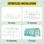 Charger l'image dans la visionneuse de galerie, Amocart Walk-in Tunnel Greenhouse Galvanized Frame &amp; Waterproof Cover 15x7x7/10x7x7/20x10x7/12x7x7 ft Greenhouses &amp; Cold Frames
