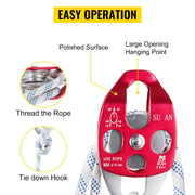 Charger l'image dans la visionneuse de galerie, SucceBuy Twin Sheave Block &amp; Tackle 2/5-1/2in 100Ft Braid Rope 35KN 7700LBS Lifting Trellis Rigging Cargo Slings for Garage
