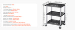 Amocart 300lbs Utility Service Cart Three-Shelf Plastic Rolling Hand Cart with 360° Swivel Wheels for Warehouse Garage Cleaning