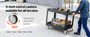 Charger l'image dans la visionneuse de galerie, Amocart 550 lbs Utility Service Cart Two-Shelf Plastic Hand Dolly Cart with 360° Swivel Wheels for Warehouse Garage Cleaning
