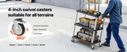Bild in Galerie-Viewer laden, Amocart 300lbs Utility Service Cart Three-Shelf Plastic Rolling Hand Cart with 360° Swivel Wheels for Warehouse Garage Cleaning
