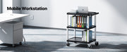 Bild in Galerie-Viewer laden, Amocart 300lbs Utility Service Cart Three-Shelf Plastic Rolling Hand Cart with 360° Swivel Wheels for Warehouse Garage Cleaning
