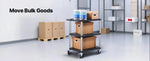 Amocart 300lbs Utility Service Cart Three-Shelf Plastic Rolling Hand Cart with 360° Swivel Wheels for Warehouse Garage Cleaning