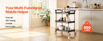 Amocart 3-Tier 300/500Lbs Rolling Utility Cart Storage Rack with Swivel Wheels Food Service Trolley for Office Kitchen Bathroom
