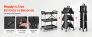 Bild in Galerie-Viewer laden, Amocart 3 Tier Folding Rolling Utility Cart Storage Shelf Movable Gap Rack Serving Cart Slide Organizer for Kitchen Bathroom
