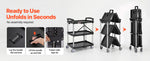 Amocart 3 Tier Folding Rolling Utility Cart Storage Shelf Movable Gap Rack Serving Cart Slide Organizer for Kitchen Bathroom