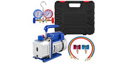 Bild in Galerie-Viewer laden, Amocart 3CFM 1/4HP Single Stage Air Vacuum Pump HVAC R134a R12 R22 R410a A/C Refrigeration Kit AC Manifold Gauge R134 Can Tap
