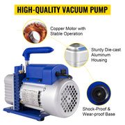 Bild in Galerie-Viewer laden, Amocart 3CFM 1/4HP Single Stage Air Vacuum Pump HVAC R134a R12 R22 R410a A/C Refrigeration Kit AC Manifold Gauge R134 Can Tap
