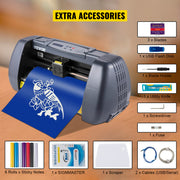 Load image into Gallery viewer, Amocart Vinyl Cutter Machine Computer Windows Software 3 Blades Pen Holder 14Inch 375MM Max Paper Feed Printer Cutting Plotter
