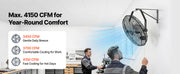 Charger l'image dans la visionneuse de galerie, Amocart Wall Mount Fan 18/20 in Wall Mounted Hanging Fan with IP44-rated Protection 3-Speed Long Airflow Distance for Industry
