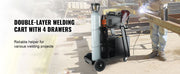 Charger l'image dans la visionneuse de galerie, Amocart Welding Cart 2-Tier 4 Drawers Welder Cart with 360° Swivel Wheels Heavy Duty Rolling Welder Cart for Mig Plasma Cutter
