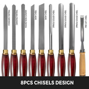 Charger l'image dans la visionneuse de galerie, Amocart 8PCS+1 Free HSS Lathe Chisel Set for Wood Turning Root Furniture Carving Knife 6.89" Blade 16.14" Chisel With Tool Box
