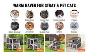 Bild in Galerie-Viewer laden, Amocart Outdoor Cat House Weatherproof Feral Cat Shelter 2-story Large Outdoor Wooden Cat House with Balcony Door and Open Roof
