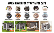 Bild in Galerie-Viewer laden, Amocart Outdoor Cat House Weatherproof, Feral Cat Shelter for Cat Outdoor Wooden Cat Rabbit House with All-Round Foam Insulated
