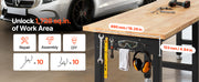 Charger l'image dans la visionneuse de galerie, Amocart 5000 lbs Adjustable Workbench 72/96 x 24in Oak Wood Top Workstation with 4 AC Outlets Hardwood Worktable for Garage
