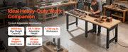 Charger l'image dans la visionneuse de galerie, SucceBuy 5000 lbs Adjustable Workbench 72/96 x 24in Oak Wood Top Workstation with 4 AC Outlets Hardwood Worktable for Garage

