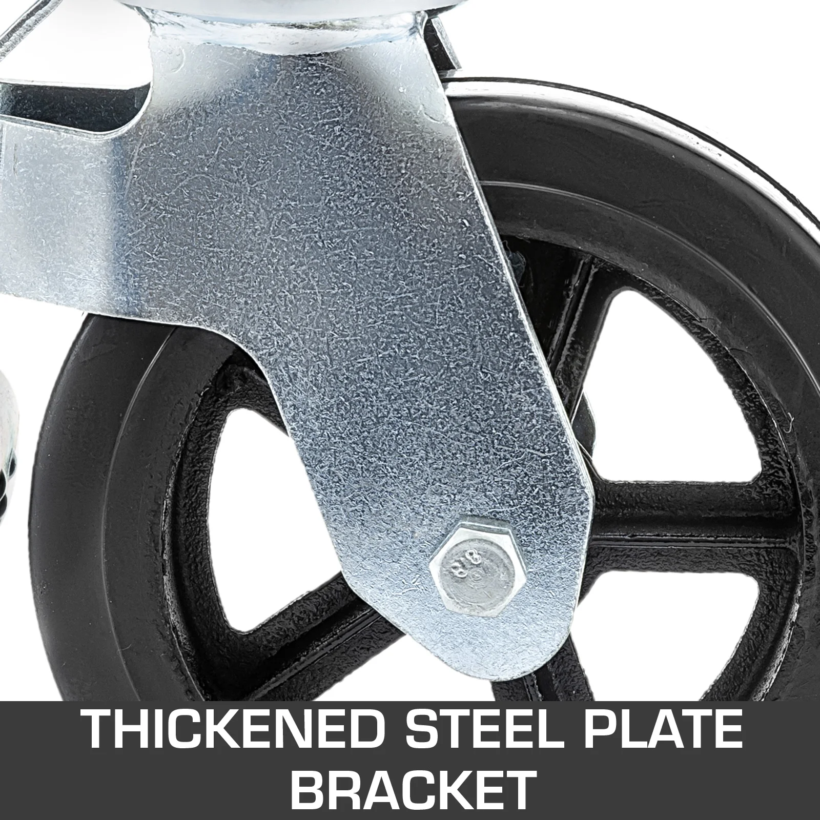 4 Pack 8 x 2 Inch Heavy Duty Scaffolding Rubber Swivel Caster With Dual Locking 1100LBS Capacity Per Wheel 360 Degrees - Image 5