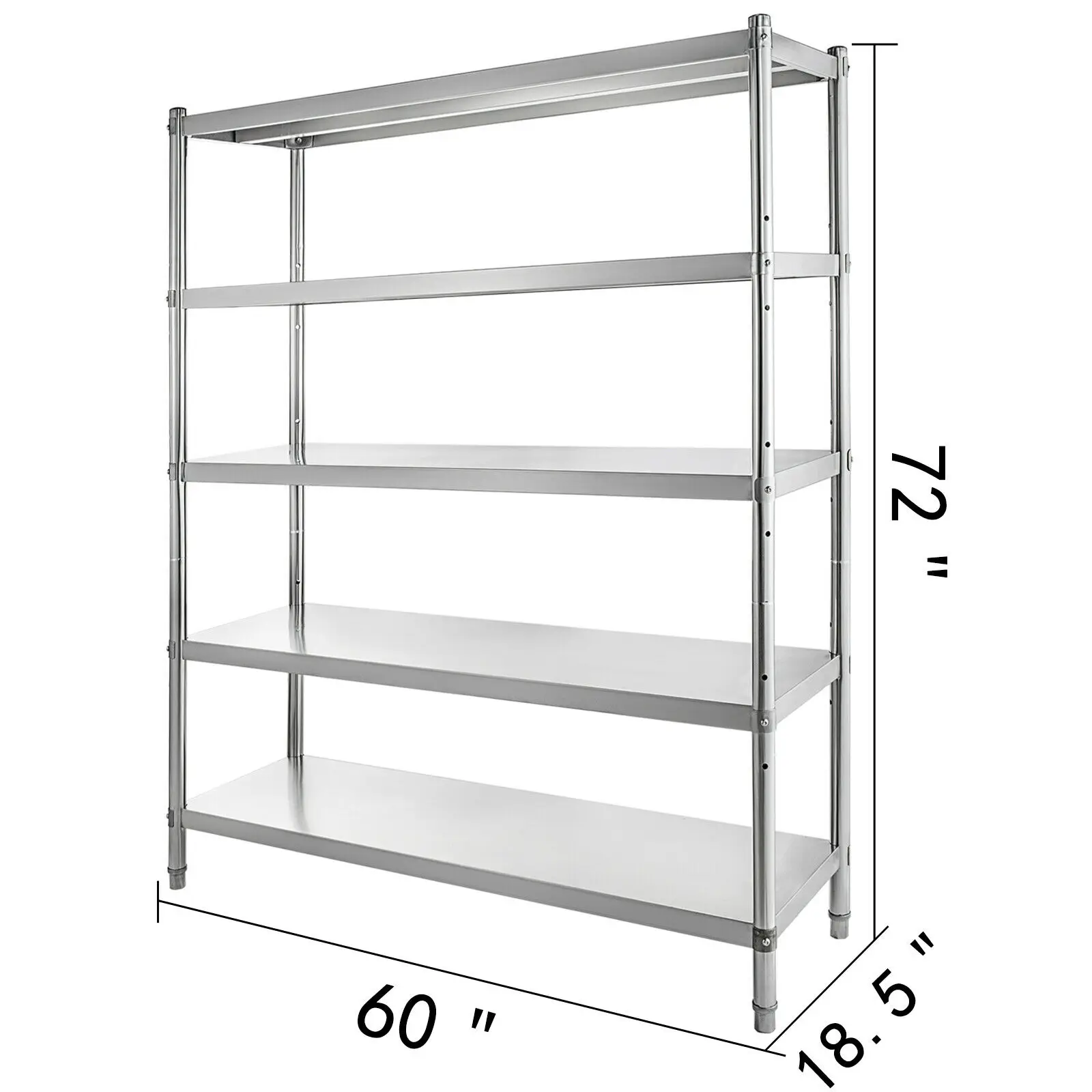 4-Tier Stainless Steel Commercial Storage Rack Shelf for Kitchen Warehouse Garage Storing Kitchenware - Image 6