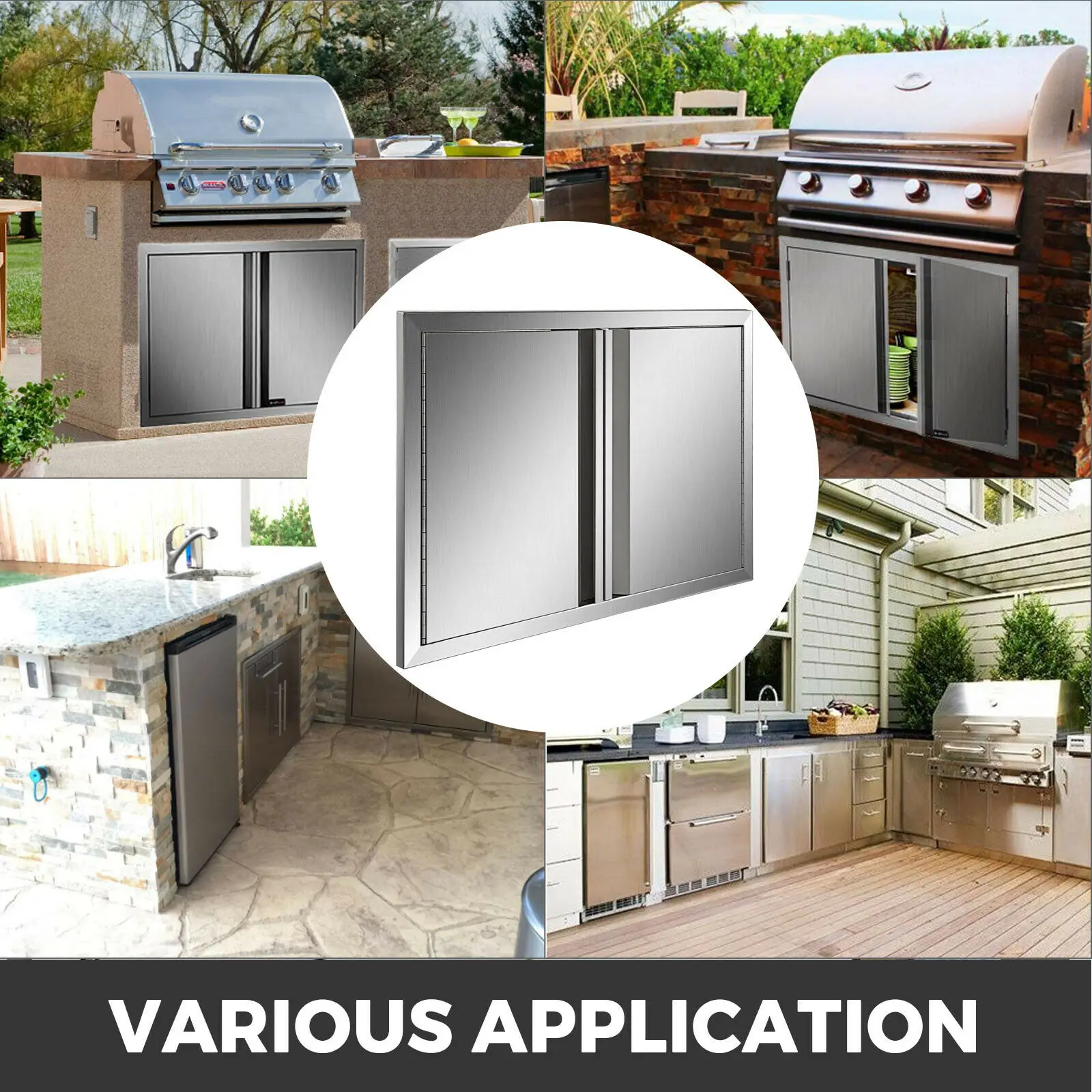 Stainless Steel BBQ Cabinet Access Door W/ Recessed Handle for Indoor/Outdoor Kitchen BBQ Island Kitchen Sink Fireplace - Image 2