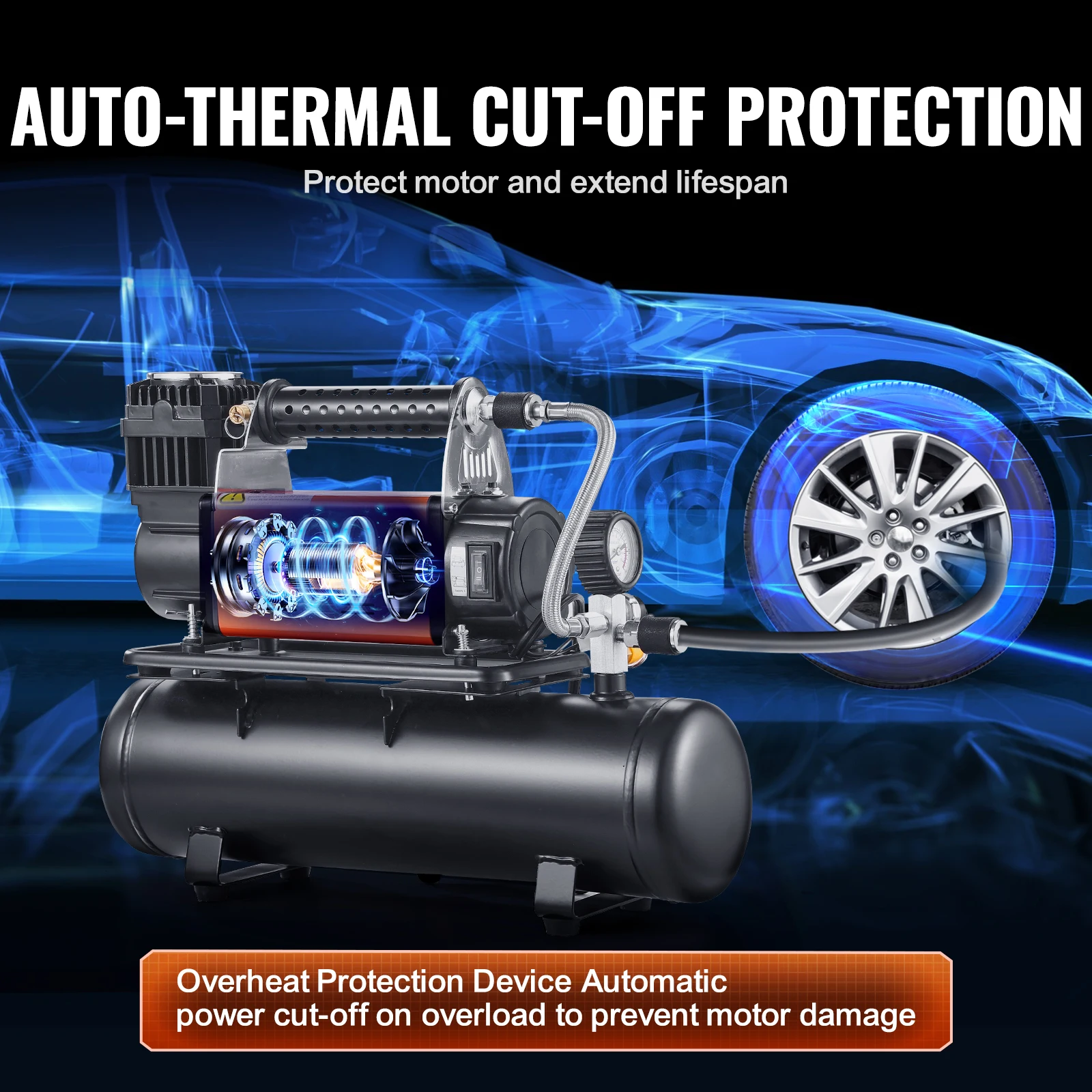 12V Heavy Duty Air Compressor with Portable Tire Inflator Offroad Air Compressor Digital Pressure Gauge Tire Inflator - Image 4