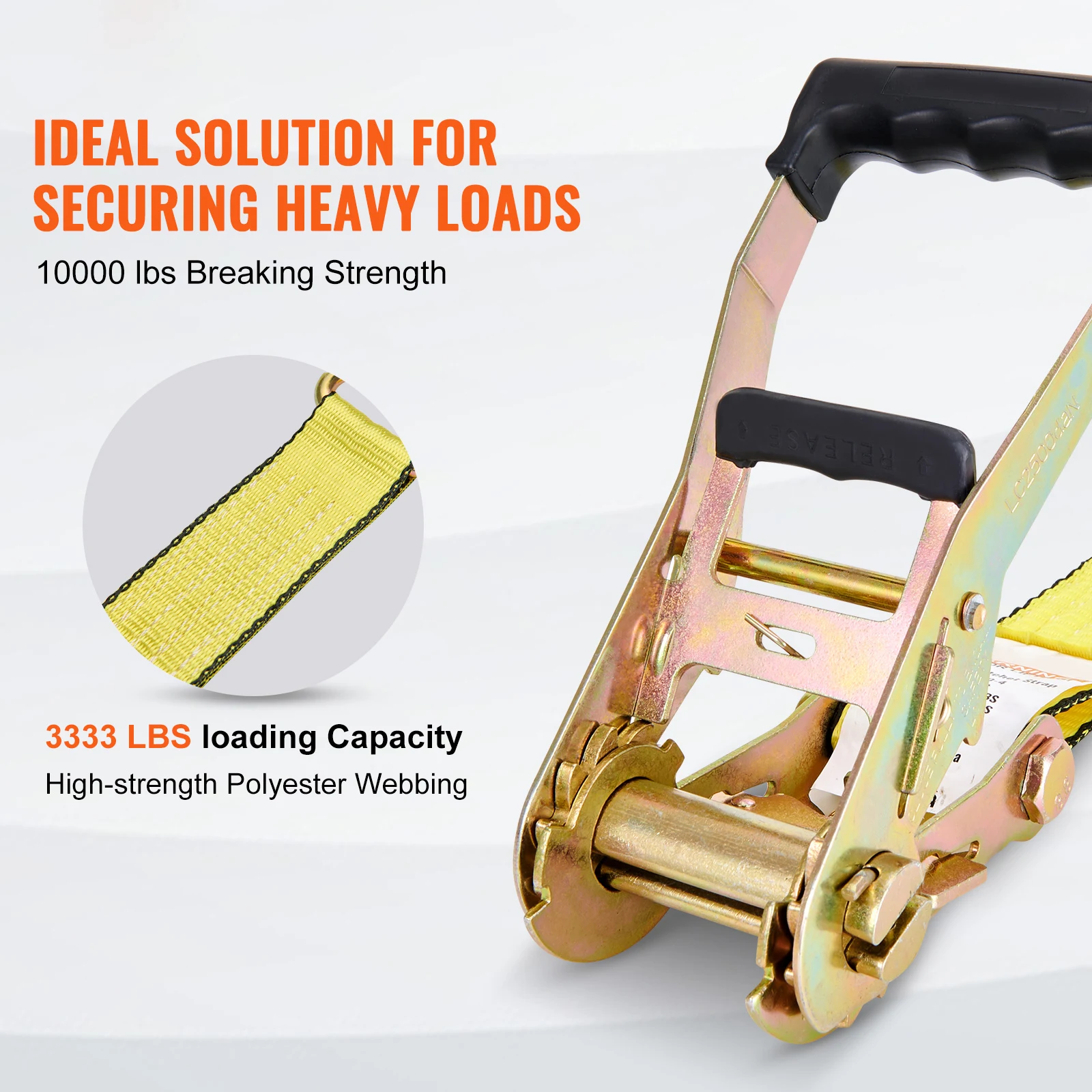 Ratchet Tie Down Straps (4PK) 10000 lb Break Strength Double J Hook for Moving Securing Cargo Appliances Lawn Equipment - Image 2