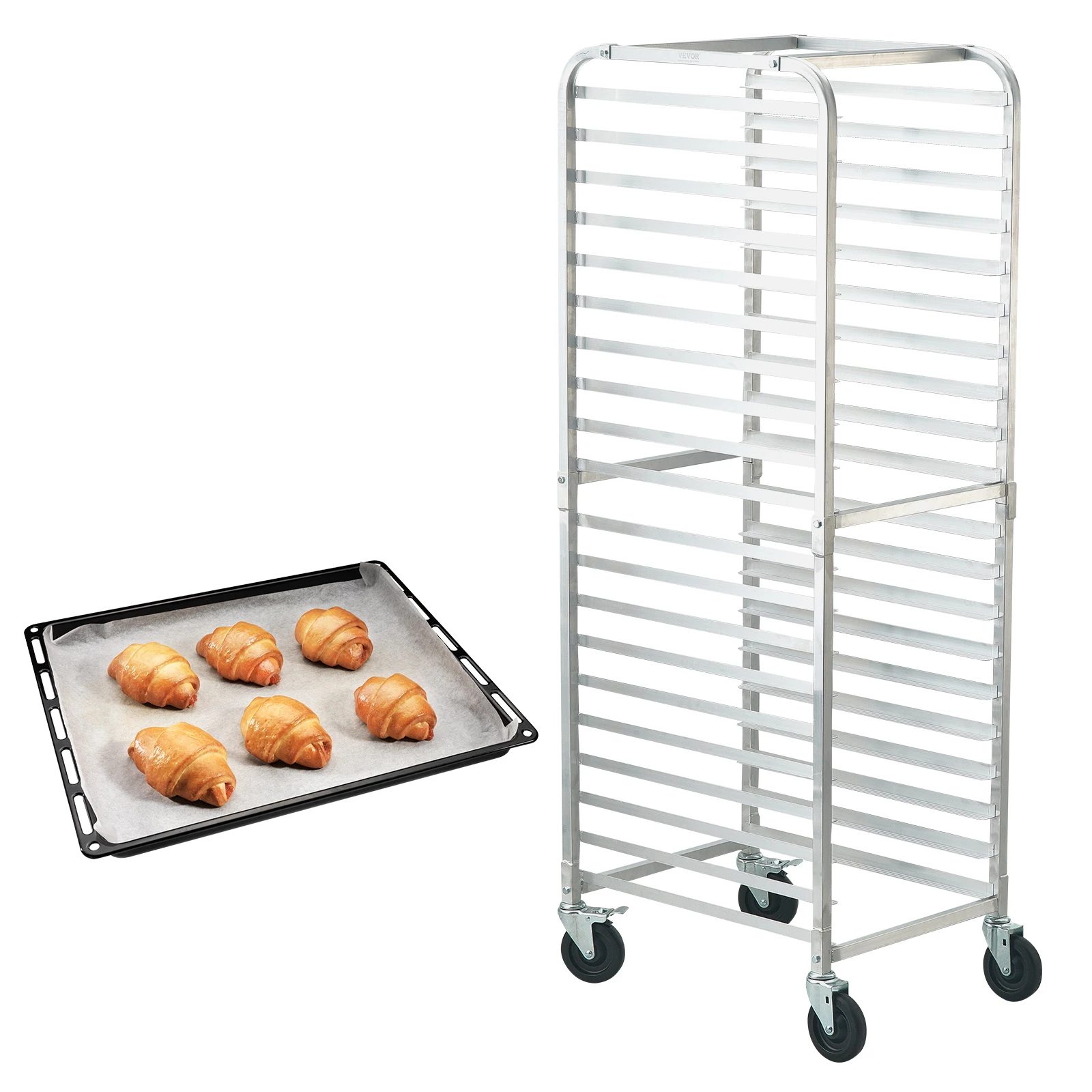 10/20 Sheet Bun Pan Rack Commercial Bakery Racks with Brake Wheels Aluminum Racking Trolley Storage for Bread Baking