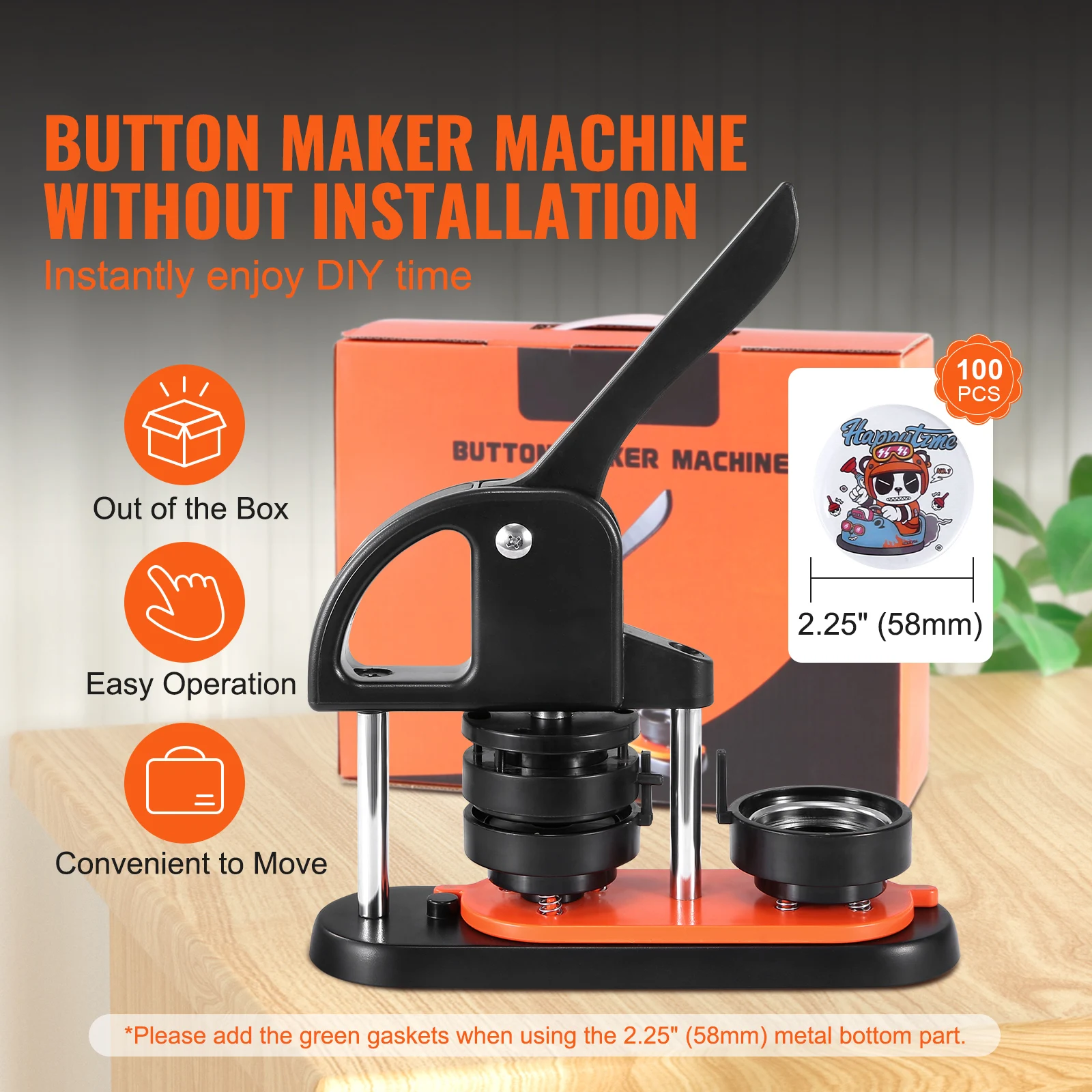 Button Maker 25/32/58 Pin Maker with Button Parts Ergonomic Arc Handle Punch Press Kit Button Maker Machine - Image 2
