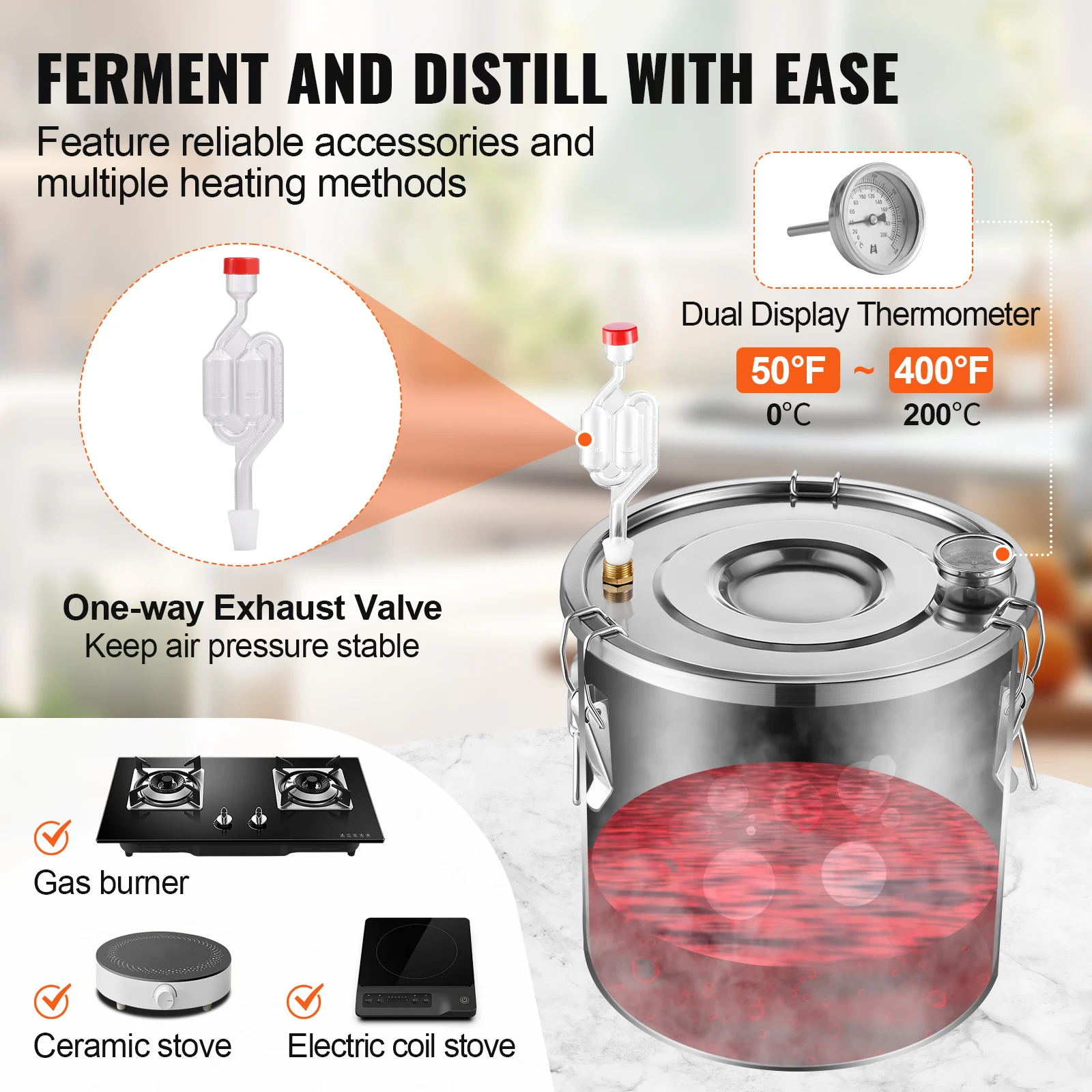Alcohol Still Stainless Steel Water Alcohol Distiller Fast Cooling Dual Condenser Distiller Kit for Wine Whisky Brandy - Image 3