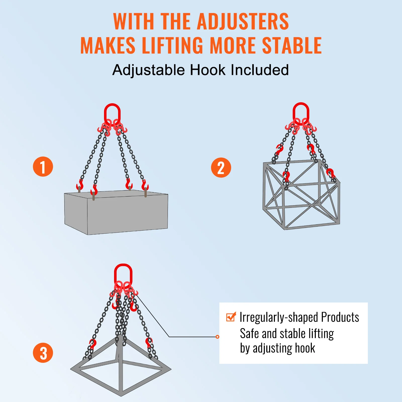 Chain Sling 5/16in X 5 Ft Lifting Chains with Hooks G80 Engine Chain Hoist Lifts Lifting Sling Chains for Engine Hoist - Image 4