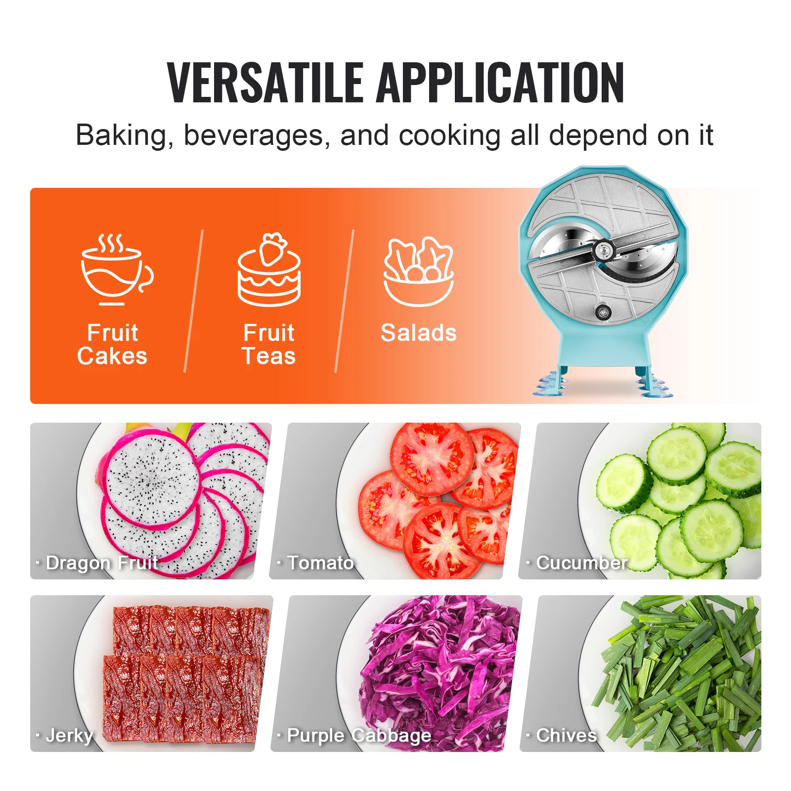 Manual Vegetable Fruit Slicer 0-0.5"/0-12mm Adjustable Commercial Slicer Machine Stainless Steel Blade Food Cutter - Image 4