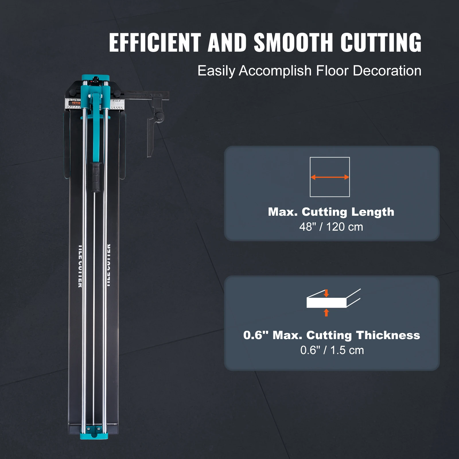 Manual Tile Cutter Laser Positioning Single Rails W/ Supporting Feet Professional Push Knife for Cutting Ceramic - Image 2