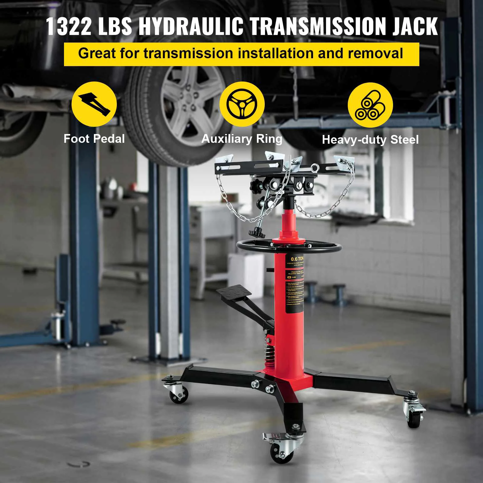 Transmission Jack, Hydraulic Telescopic Transmission Jack 2-Stage Floor Jack Stand with Foot Pedal, Fit for Garage/Shop - Image 2