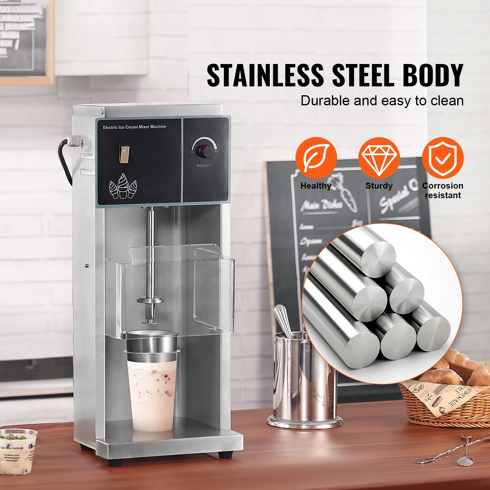 Ice Cream Blender High-Speed Ice Cream Maker Mixer Stir Machine Speed Adjustment Stainless Steel Ice Cream Shaker - Image 2