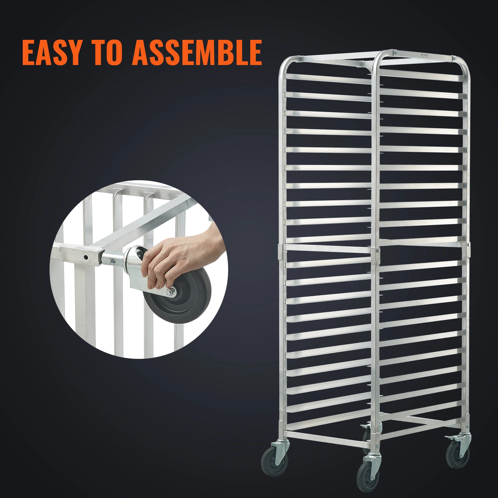 10/20 Sheet Bun Pan Rack Commercial Bakery Racks with Brake Wheels Aluminum Racking Trolley Storage for Bread Baking - Image 5