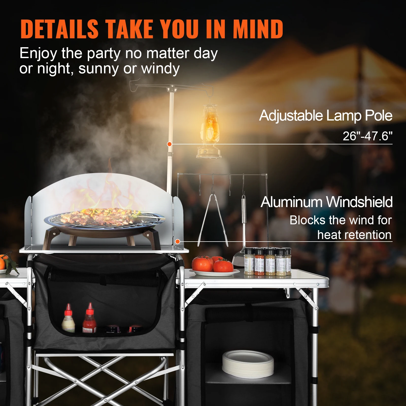 Camping Kitchen Table Folding Outdoor Cooking Table with Storage Carrying Bag Aluminum Cook Station for Picnics BBQ RV - Image 5