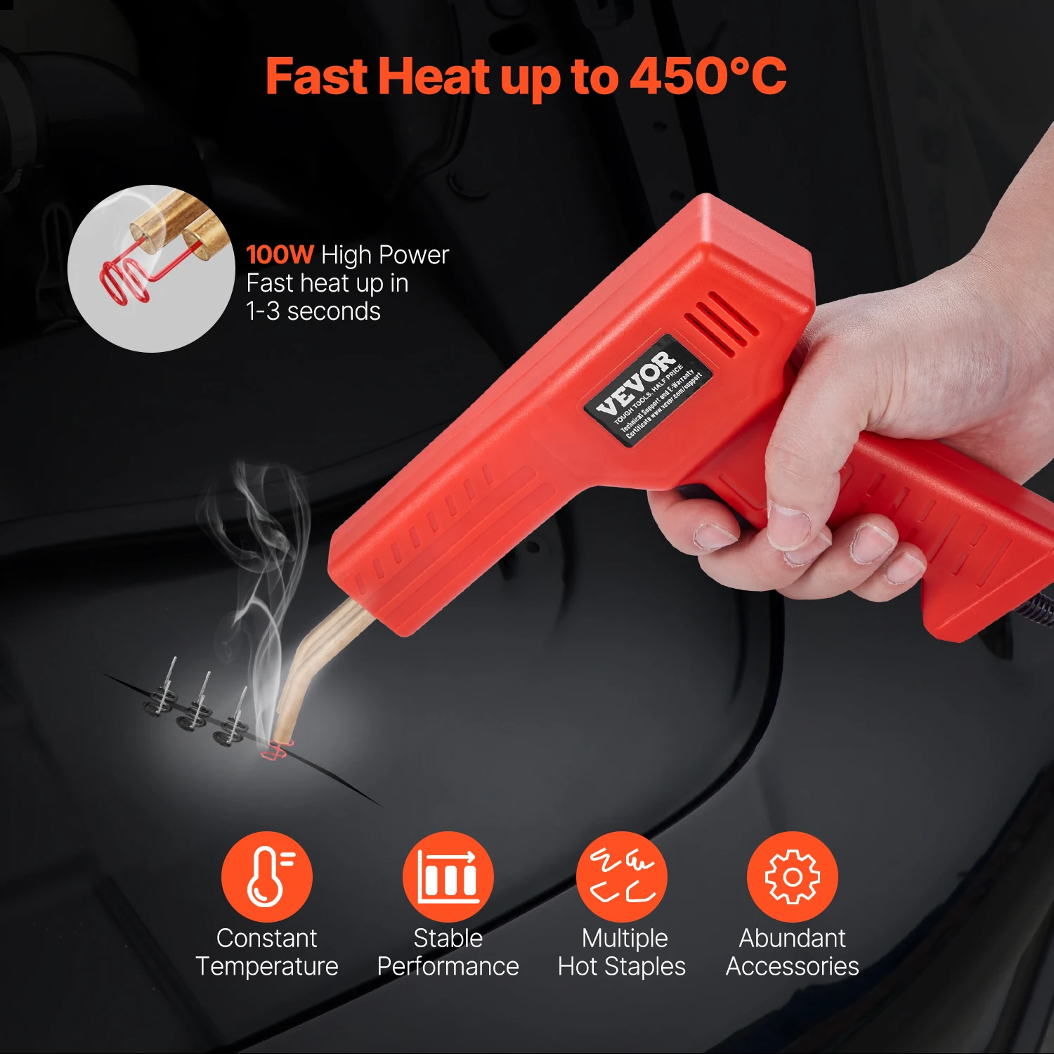 Plastic Welder 100W Plastic Welding Gun with 800PCS Hot Staples Professional Welding Gun Plastic Car Bumper Repair Kit - Image 2
